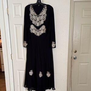 Elegant Black Dress with Intricate Embroidery